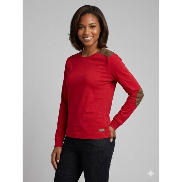 Lauren Ralph Lauren Tops - LRL Ralph Lauren Gorpcore Red Cotton Long Sleeve Elbow Patch Top Women's XL